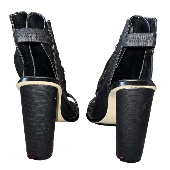 Nasty Gal Black Leather Heels Lace Up Snakeskin Dark Romantic - Picture 6 of 9